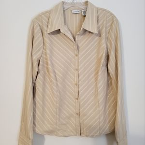 NWT!  Covington Silky Stretch Cream Long Sleeve  Blouse Size XL/EG